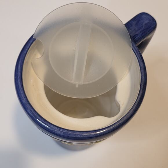 Set of 2 “Good Morning Sunshine!” Travel Mugs w Lids Blue Ceramic Coffee Cups - Picture 6 of 6